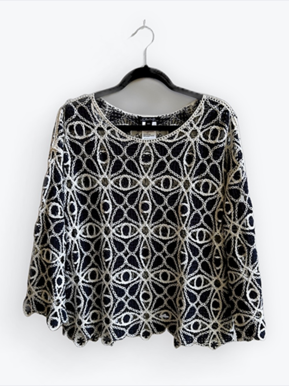 CHARLIE B Crochet Long Sleeve Boat Neck Top | Size Medium/Large - Picture 3 of 6
